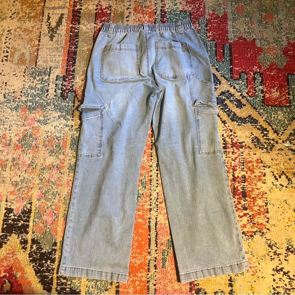 Gogo Blue Washed Out Cargo Jeans 13-31 - Picture 6 of 6